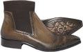 Jo Ghost 557M Brown Leather Elastic Top Python Tip Trim Boots