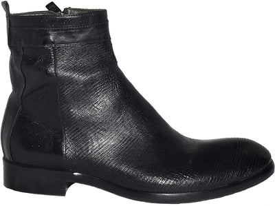 Jo Ghost 637 Black Laser Print Leather Zip Up Boots