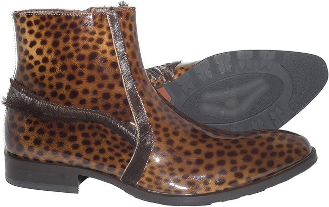 Carlo Ventura 2100 Brown Patent Leather Pony Trim Boots