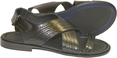 Giampieronicola 3760 Black Leather Buckle Sandals