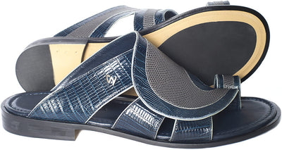 Giampiero Nicola 5057 Blue/Gray Crocodile Print Sandals